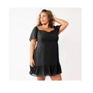 Plus size Flirty Sleeve Mini Dress - Black